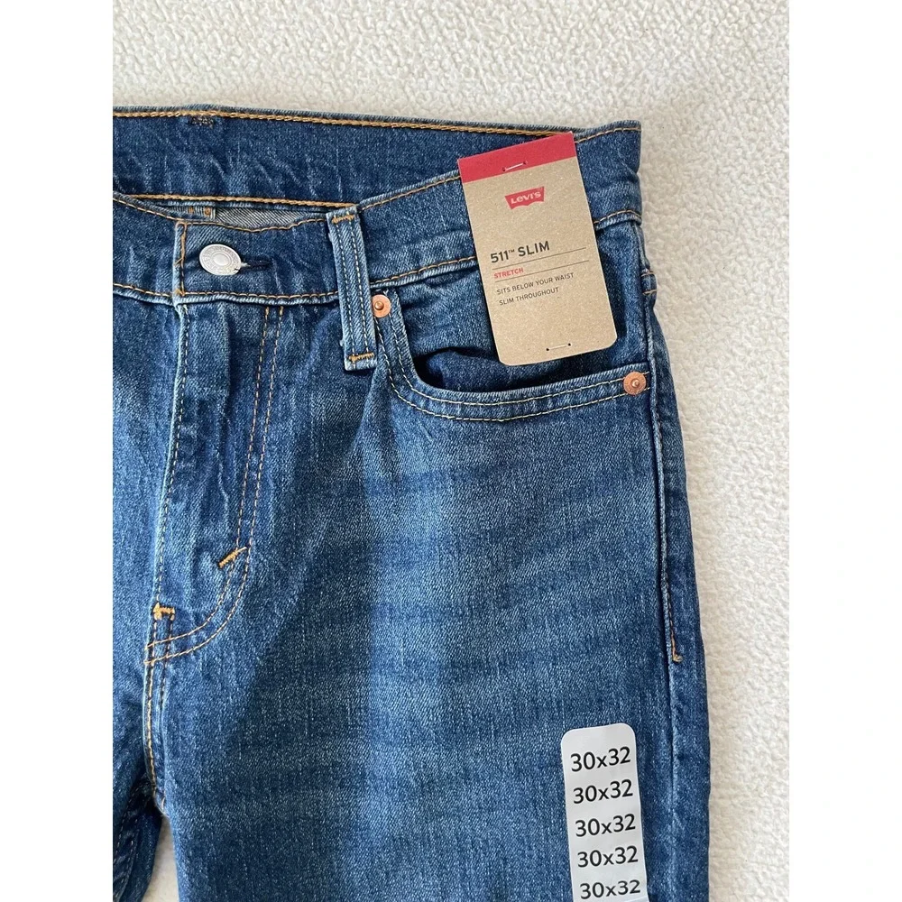 Levi's Mens 30x32 511 Slim Fit Jeans Blue Stretch Denim 045116363